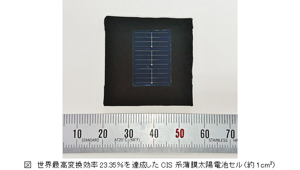 世界最高変換効率23.35％を達成したCIS系薄膜太陽電池セル