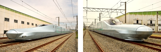 図2　東日本旅客鉄道株式会社の次世代新幹線試験車両「ALFA-X」（左：1号車、右：10号車）