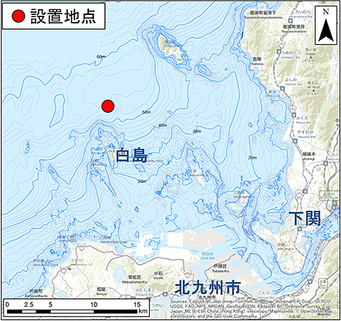 バージ型浮体式洋上風力発電システム実証機設置地点の図