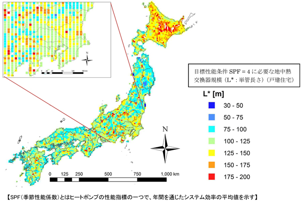 地中熱ポテンシャルマップの例