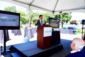 Photo of CalEPA Secretary Jared Blumenfeld delivering remarks