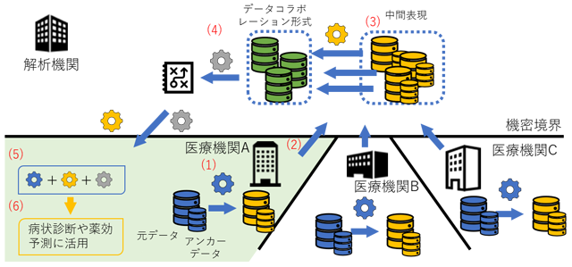 複数の医療機関によるデータコラボレーション解析の手順例