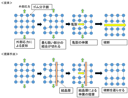 図3　結晶層による亀裂成長阻害のモデルのイメージ図