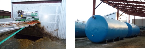 原料自動投入装置・原料前処理装置と、FRP製メタン発酵槽（高温乾式）