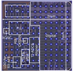 図1　今回試作したトランシーバーのチップ写真（16nm-FinFETプロセスで試作）　©2022 IEEE（※7）の画像