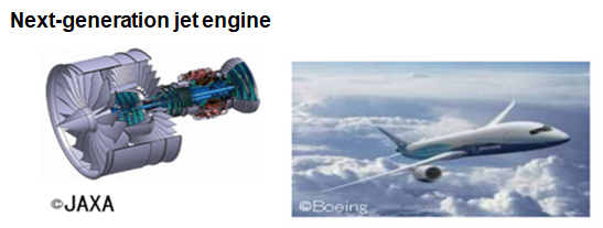 Image of next-generation jet engine and photograph of aircraft