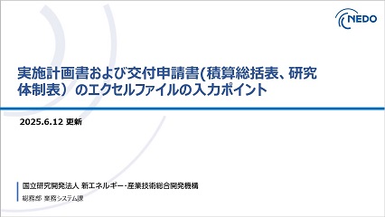 実施計画書および交付申請書(積算総括表、研究体制表）エクセルファイルの入力ポイント