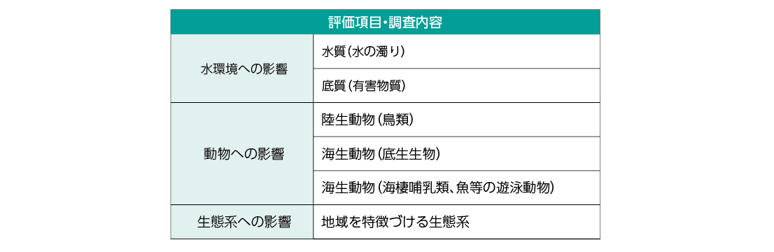 評価項目・調査内容