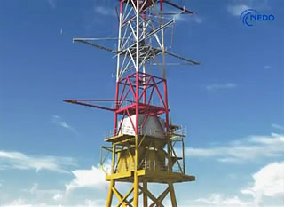 洋上風況観測タワーの建設CG・サムネイル画像